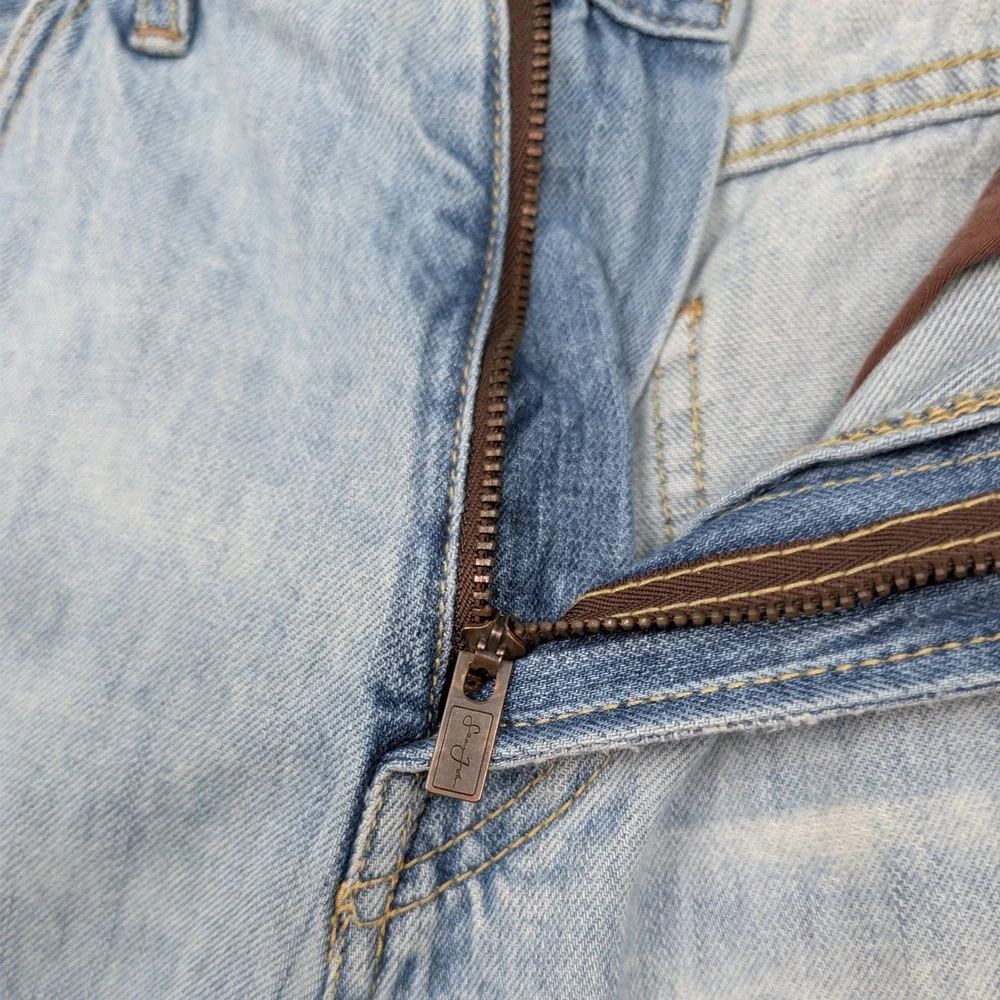 VTG Sean John Jeans Men's 34X32 Light Wash Blue Straight Baggy Embroidered‎ Y2K